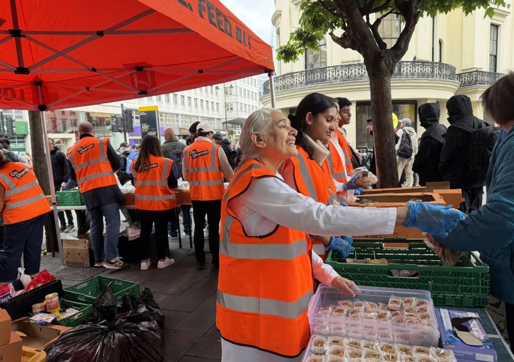 Distributing food at Charing Cross, London with Hanuman Dass of Go Dharmic and others, 2026 Distributing food at Charing Cross, London with Hanuman Dass of Go Dharmic and others, 2026